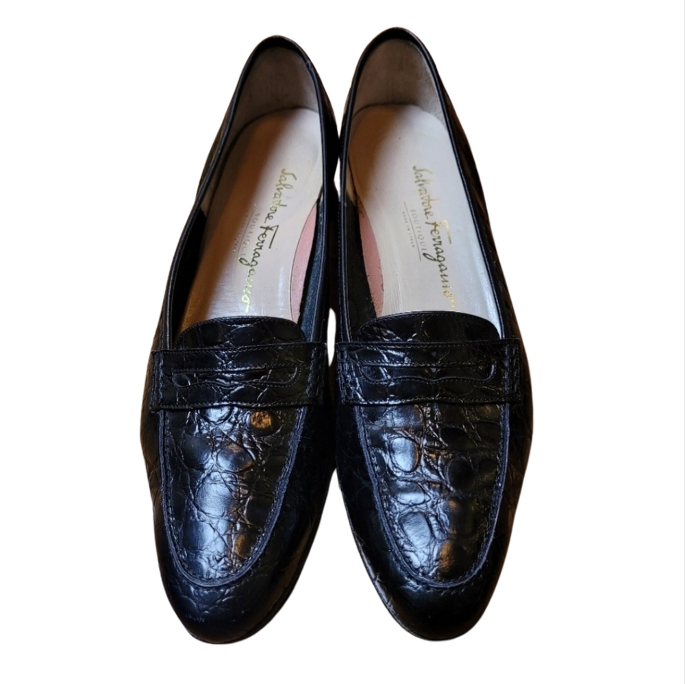 Salvatore Ferragamo Crocprint  Penny Loafers Sz 9AA